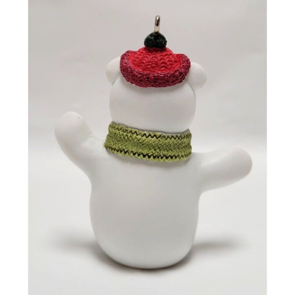Vintage Hallmark 2002 Hollyday Hill Bear Snow Cub Green Scarf Club Ornament - Picture 3 of 6